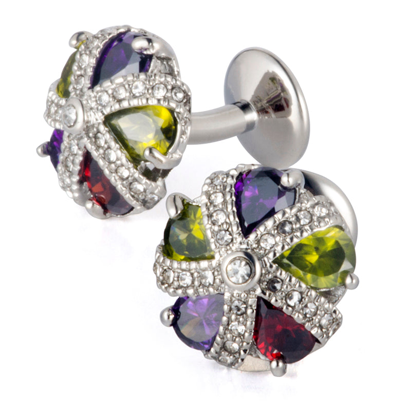 Prismatic Elegance: Crystal & White Diamond Cufflinks