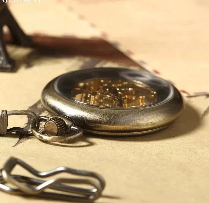 Royal Bronze Skeleton Pocket Watch