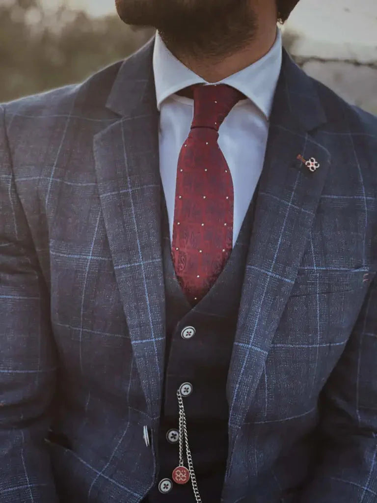 Three-Piece Tweed Suit in Cody Blue – Vintage Gentleman Style