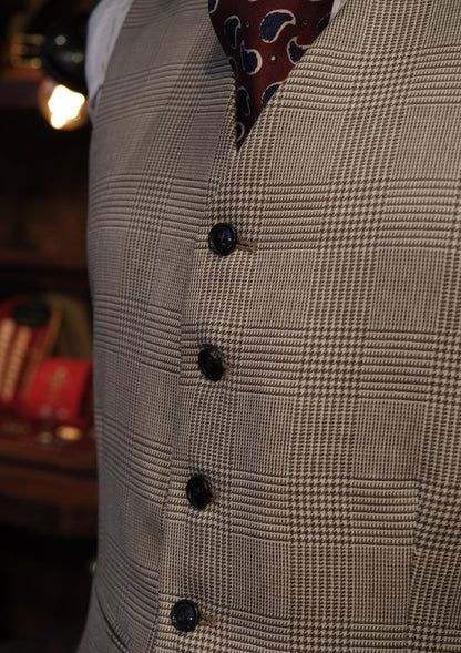 Sand Prince of Wales Check Waistcoat – Brockman Collection