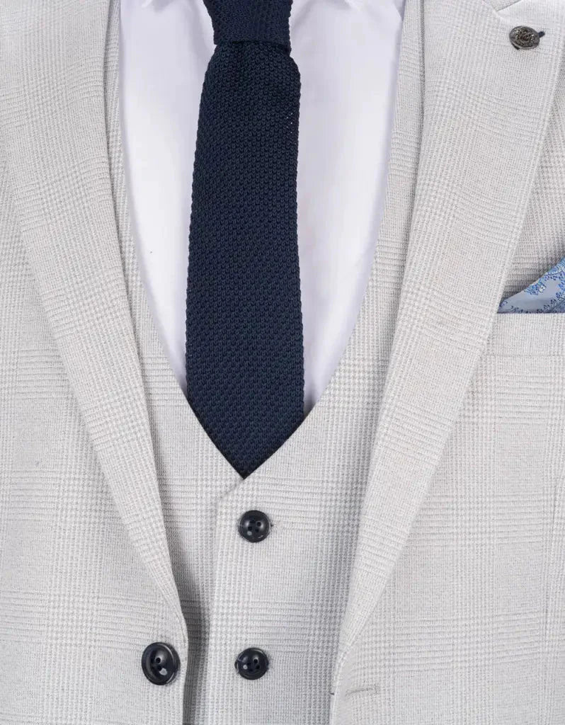 White Checkered 3-Piece Suit for Men – Elegant Wedding & Party Outfit