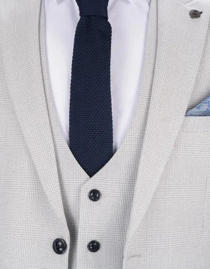 White Checkered 3-Piece Suit for Men – Elegant Wedding & Party Outfit
