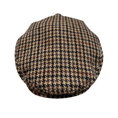 THE PEAKED Marl Flat Hat Chidori Grid-Harris Tweed