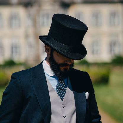Abraham Lincoln Victorian High-Crowned Wool Top Hat - Black
