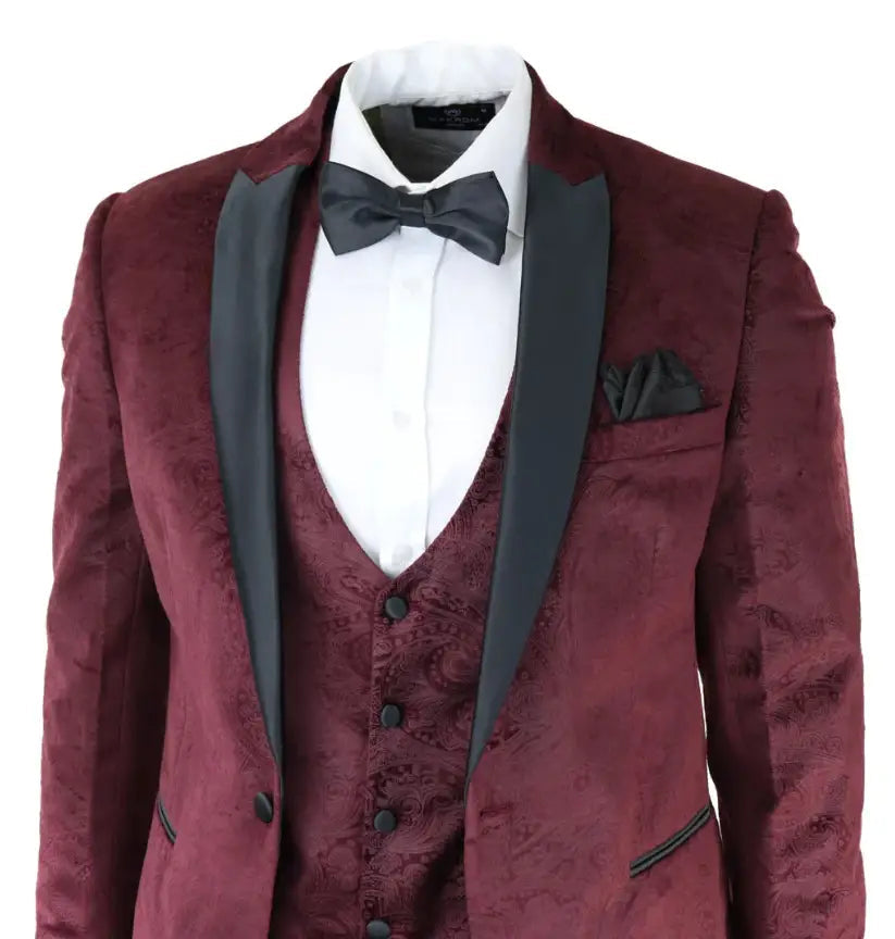 Smoking wine red velvet paisley