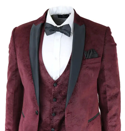 Smoking wine red velvet paisley