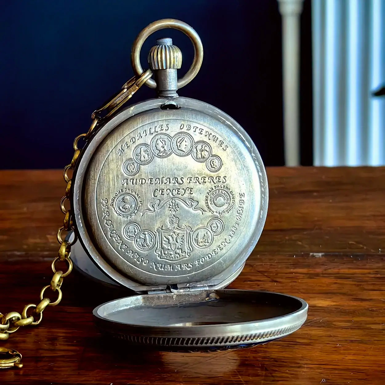 Vintage Flywheel Flower Moon Phase Vintage Genuine Copper Skeleton Mechanical Pocket Watch