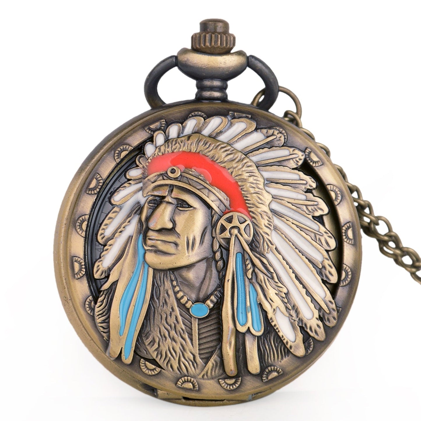 Antique Pocket Watch Indian Chief