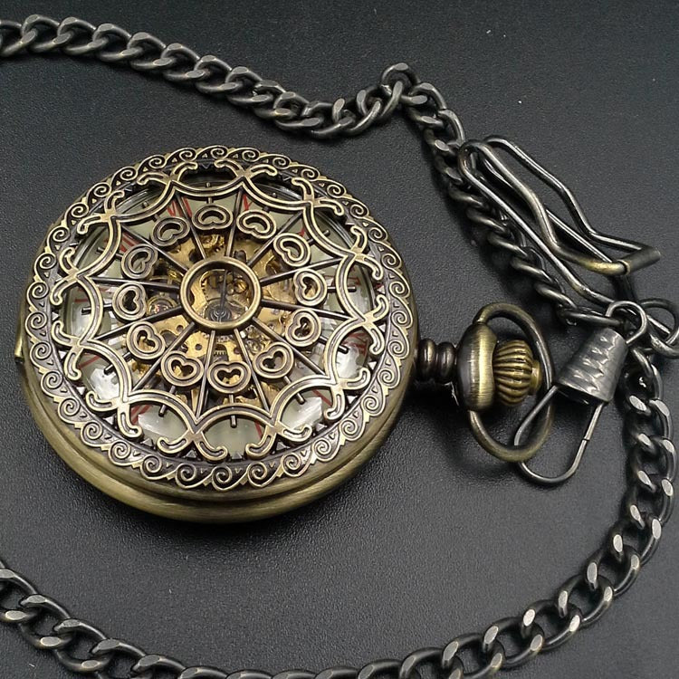 Vermilion Bronze - Skeletonized Roman Numeral Pocket Watch