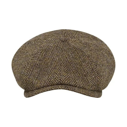PEAKED CAPS Genuine Scottish Harris Tweed 8 Panels Man Cap Wool -Shelby