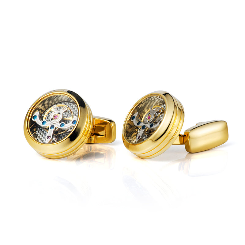Tourbillon Cufflinks Movement Gear Cufflinks-Small cufflinks with moving movement