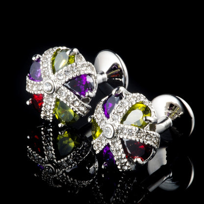 Prismatic Elegance: Crystal & White Diamond Cufflinks