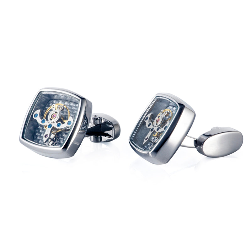 Tourbillon Cufflinks Movement Gear Cufflinks-Small cufflinks with moving movement