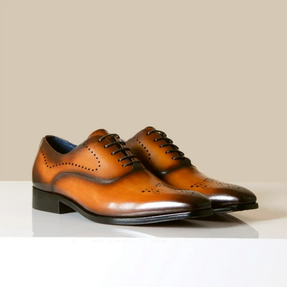 Handcrafted Men’s Brown Leather Oxford Brogues – Classic Wingtip by Marc Darcy