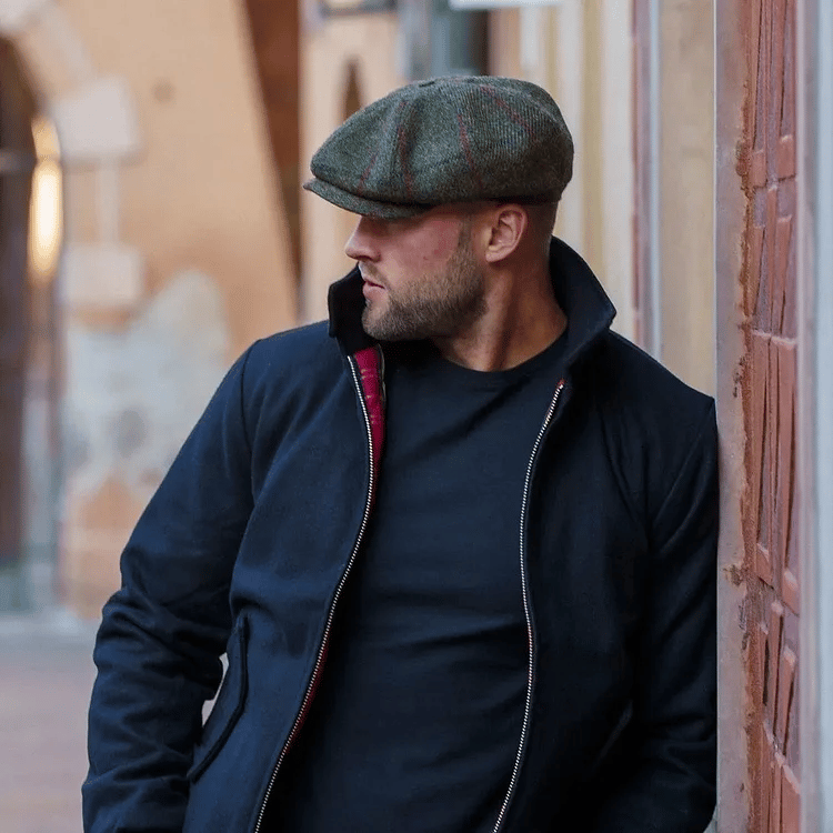 PEAKED CAPS Genuine Scottish Harris Tweed 8 Panels Man Cap Wool Large Crown