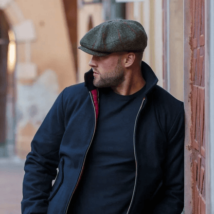 PEAKED CAPS Genuine Scottish Harris Tweed 8 Panels Man Cap Wool Large Crown