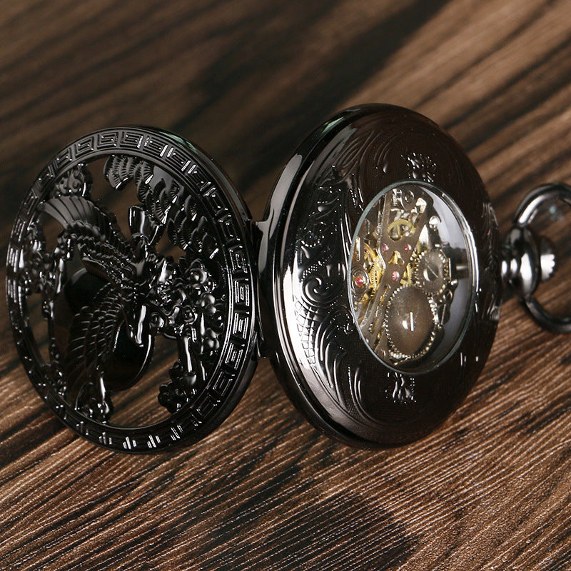 American Eagle Vintage Skeleton Mechanical Pocket Watch