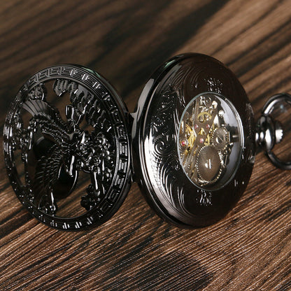American Eagle Vintage Skeleton Mechanical Pocket Watch
