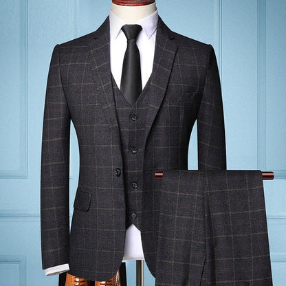 Shelby Style Men's Three-Piece Formal Suit - Blazer, Vest & Trousers
