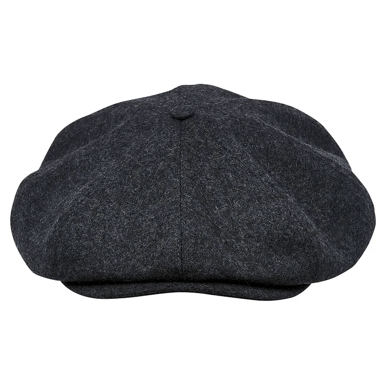 Genuine Scottish Harris Tweed 8 Panels Man Cap Black Grey