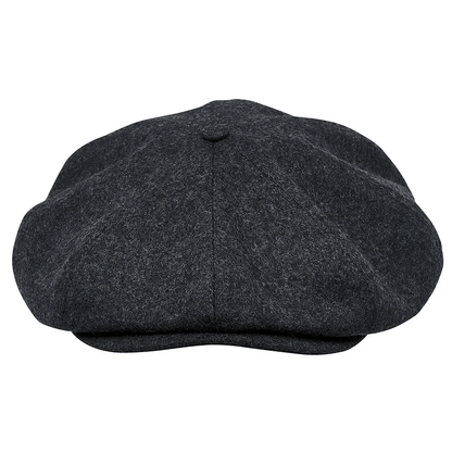 Genuine Scottish Harris Tweed 8 Panels Man Cap Black Grey