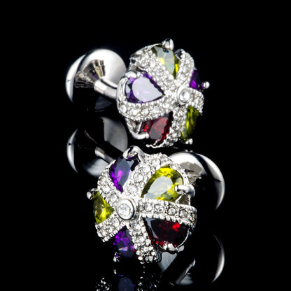 Prismatic Elegance: Crystal & White Diamond Cufflinks