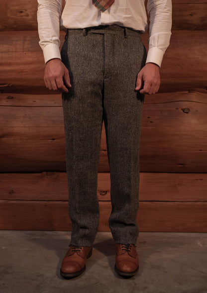 Authentic Scottish tweed Tweed Tapered Trouser - Grey Herringbone