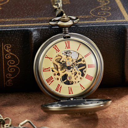 Vintage Bronze Dragon Mechanical Pocket Watch