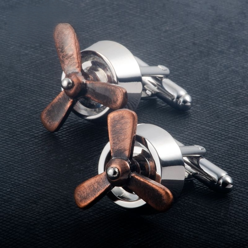 3D Rotating Propeller Metal Cufflinks