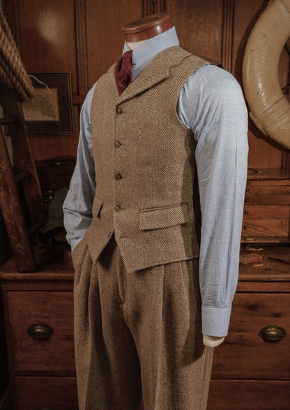 Tweed Vest - Wheat-Colored Herringbone