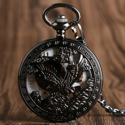 American Eagle Vintage Skeleton Mechanical Pocket Watch