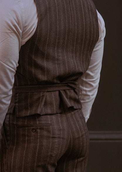 British Style Classic Trouser - Dark Taupe with Vintage Grey Stripe