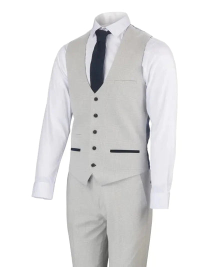 White Checkered 3-Piece Suit for Men – Elegant Wedding & Party Outfit