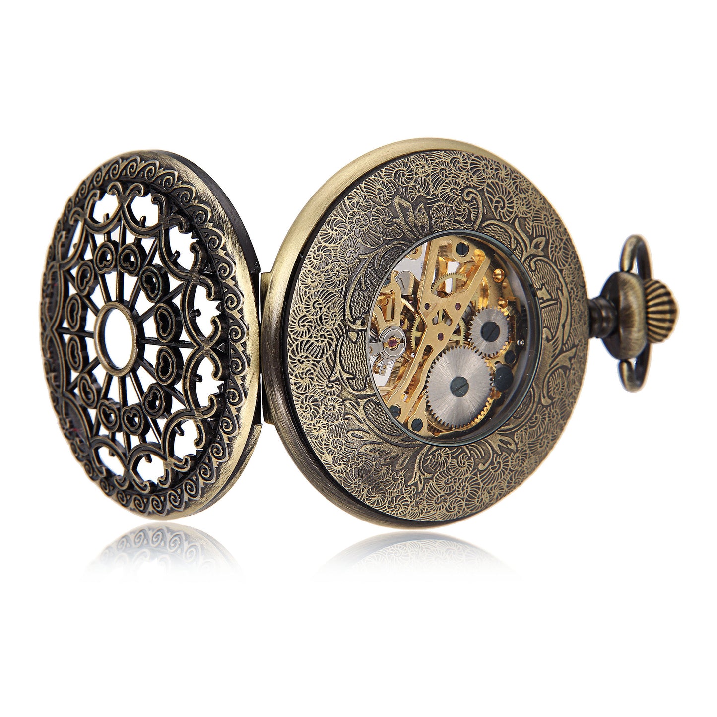 Vermilion Bronze - Skeletonized Roman Numeral Pocket Watch