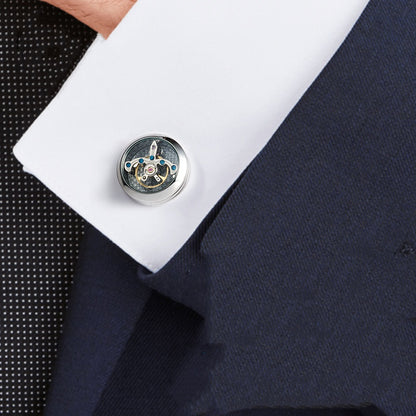 Tourbillon Cufflinks Movement Gear Cufflinks-Small cufflinks with moving movement