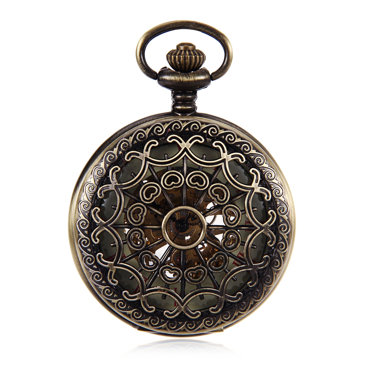 Vermilion Bronze - Skeletonized Roman Numeral Pocket Watch