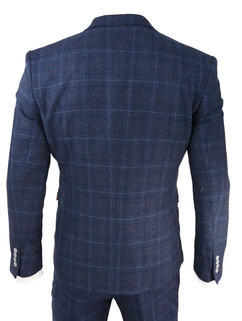 Three-Piece Tweed Suit in Cody Blue – Vintage Gentleman Style