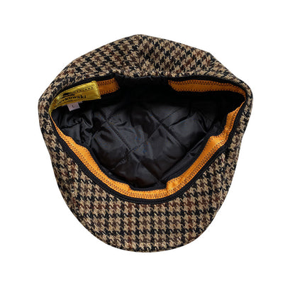 THE PEAKED Marl Flat Hat Chidori Grid-Harris Tweed