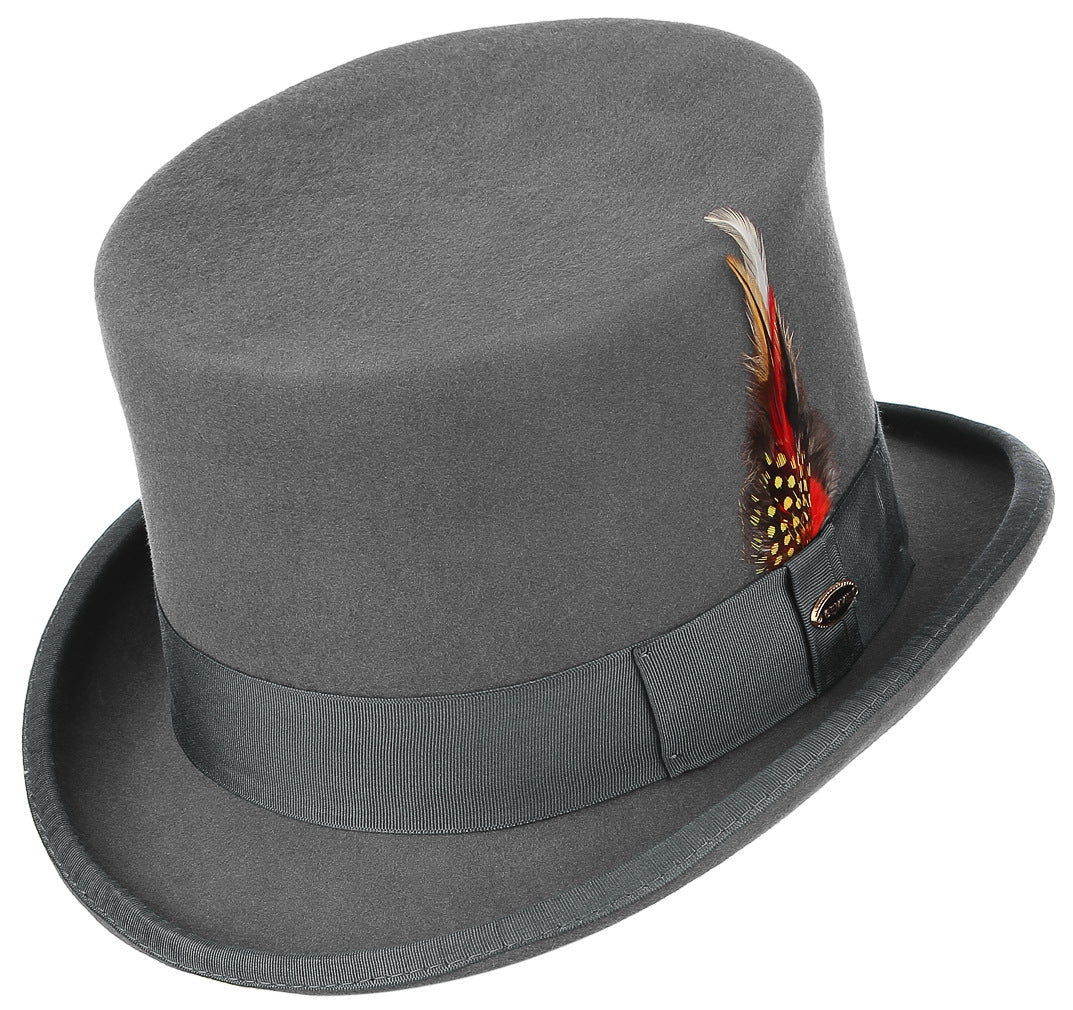 Abraham Lincoln Victorian High-Crowned Wool Top Hat - Black