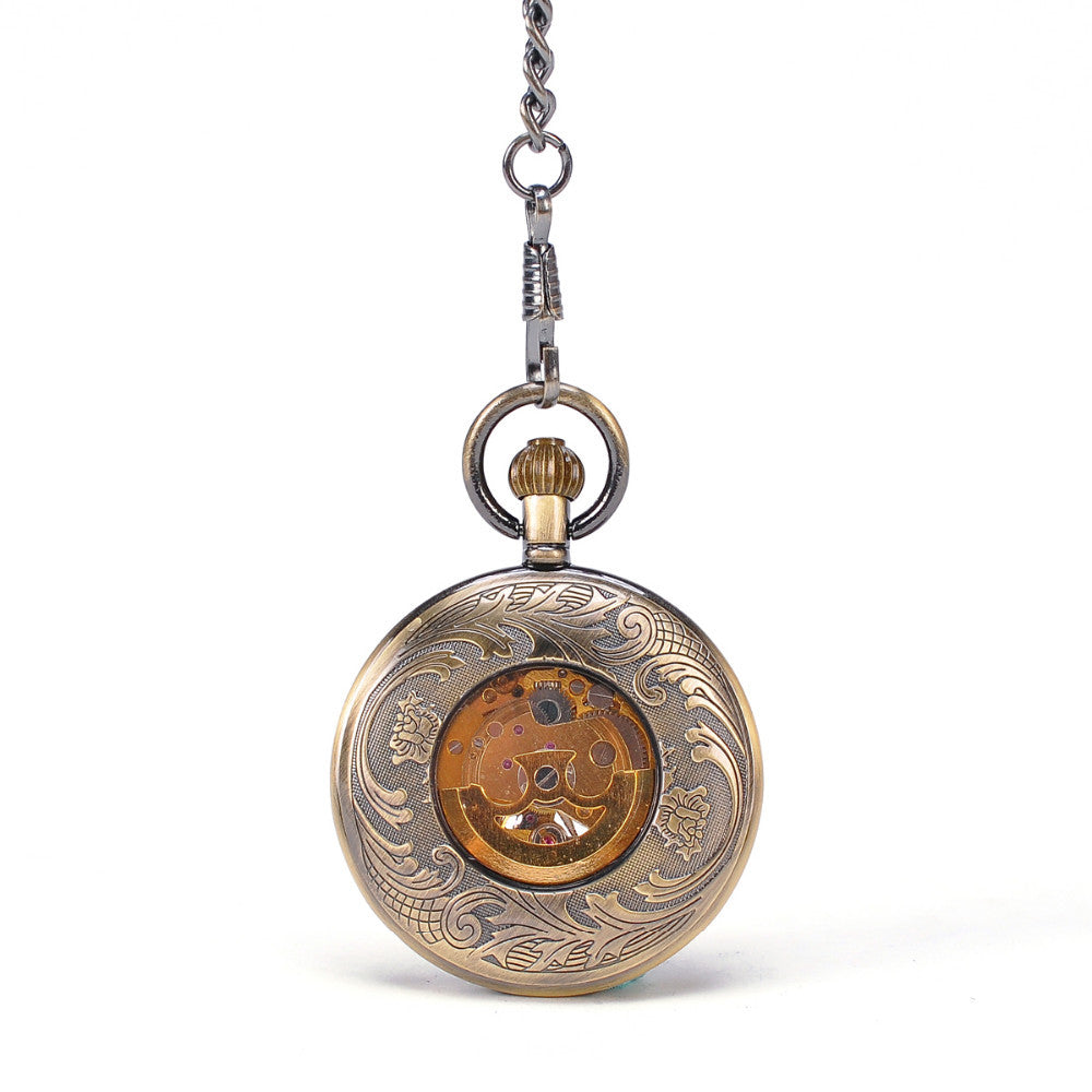 The Patina Courier - Bronze Skeleton Roman Pocket Watch