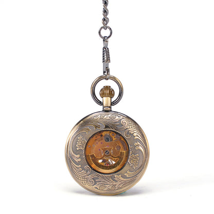 The Patina Courier - Bronze Skeleton Roman Pocket Watch