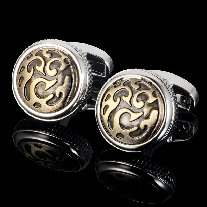 Vintage European Engraved Metal Cufflinks
