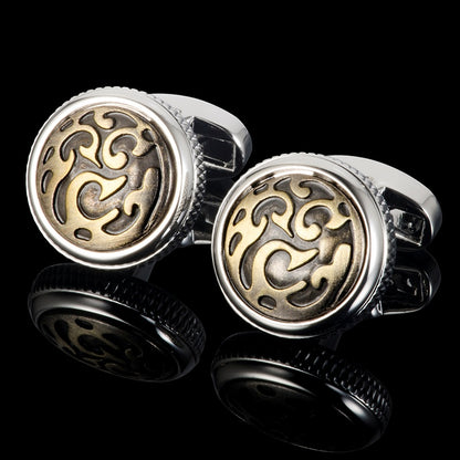 Vintage European Engraved Metal Cufflinks