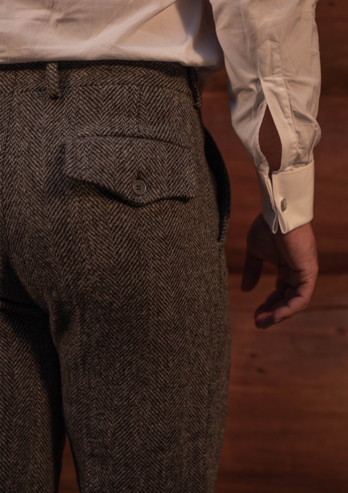Authentic Scottish tweed Tweed Tapered Trouser - Grey Herringbone