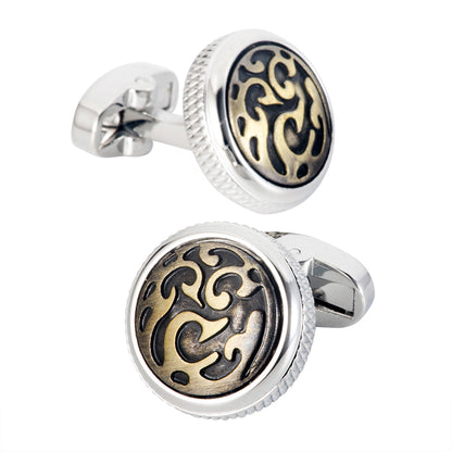 Vintage European Engraved Metal Cufflinks