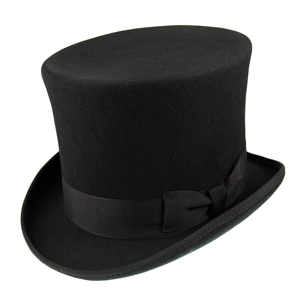 Abraham Lincoln Victorian High-Crowned Wool Top Hat - Black