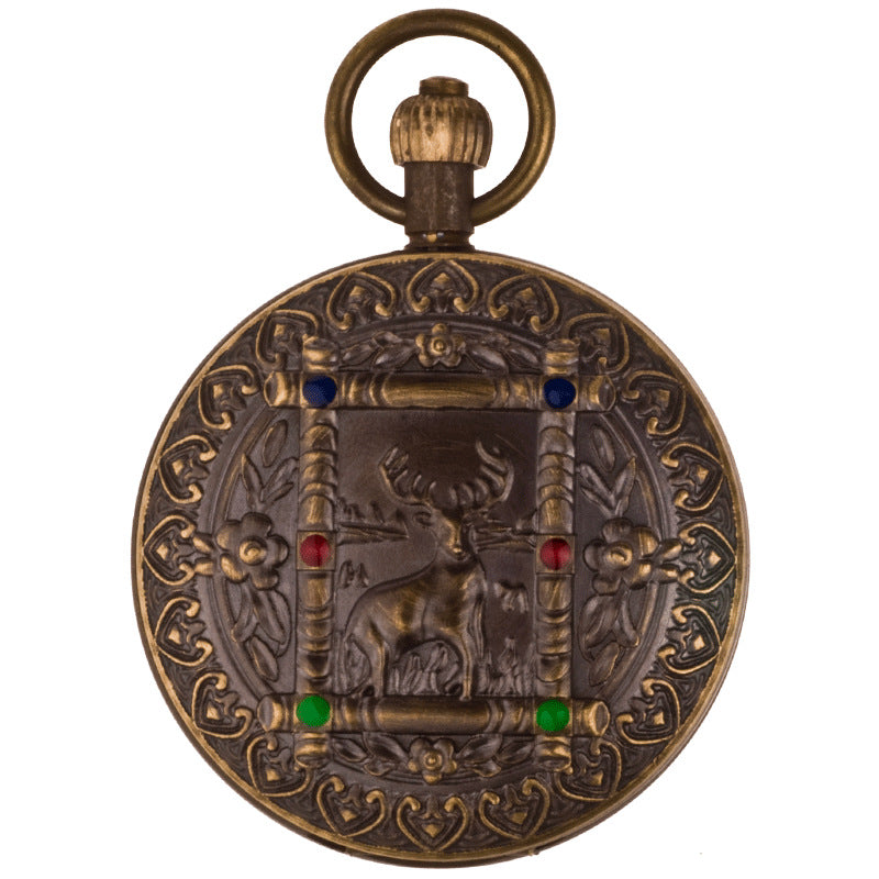 Antique Men's Commemorative Pure Copper Collectible Mechanical Pocket Watch Double Opening Design Bronze