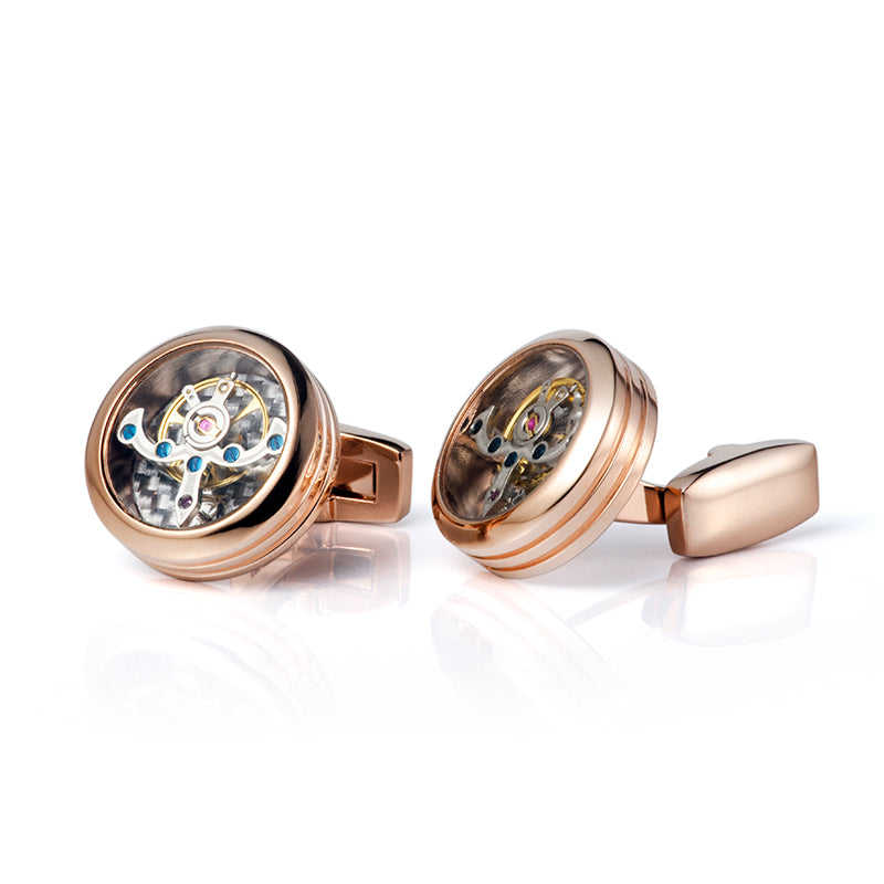 Tourbillon Cufflinks Movement Gear Cufflinks-Small cufflinks with moving movement