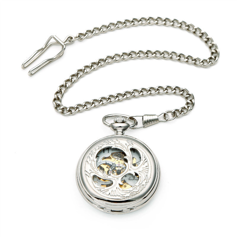 The Voyager Silver - Skeleton Arabic Pocket Watch