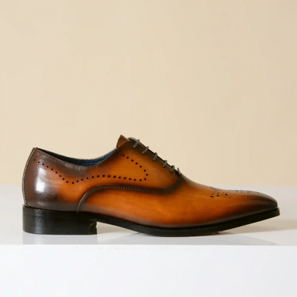 Handcrafted Men’s Brown Leather Oxford Brogues – Classic Wingtip by Marc Darcy